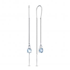 Серебряные серьги АЛЬКОР с топазом и фианитом 02-1449/00ТБ-00 фото