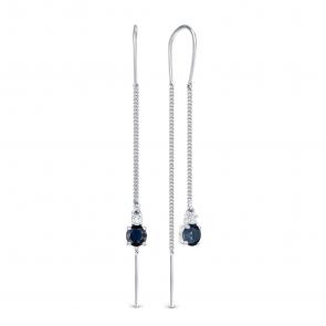 Серебряные серьги АЛЬКОР с фианитом и гидротермальным сапфиром 02-1449/0ГТС-00 фото