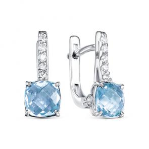Серебряные серьги АЛЬКОР с топазом и фианитом 02-1575/00ТБ-00 фото