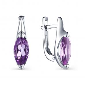 Серебряные серьги АЛЬКОР с аметистом 02-1599/00АМ-00 фото