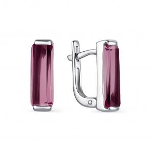 Серебряные серьги АЛЬКОР с ювелирным кристаллом 02-1641/0РДК-00 фото