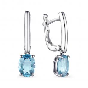 Серебряные серьги АЛЬКОР с топазом 02-1645/00ТБ-00 фото