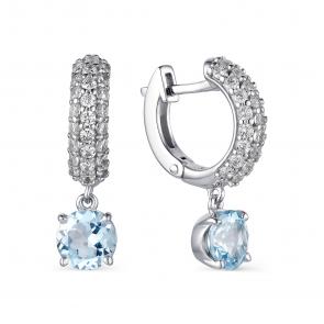 Серебряные серьги АЛЬКОР с топазом и фианитом 02-1664/00ТБ-00 фото