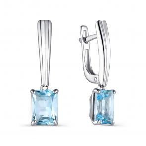 Серебряные серьги АЛЬКОР с топазом 02-1680/00ТБ-00 фото