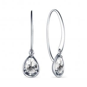 Серебряные серьги АЛЬКОР с горным хрусталём 02-1697/00ГХ-00 фото