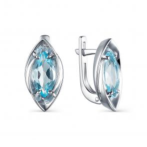 Серебряные серьги АЛЬКОР с топазом 02-1710/00ТБ-00 фото