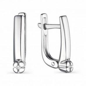 Серебряные серьги АЛЬКОР с бриллиантом 02-1780/000Б-00 фото