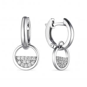 Серебряные серьги АЛЬКОР с фианитом 02-1795/00КЦ-00 фото