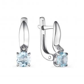 Серебряные серьги АЛЬКОР с топазом и бриллиантом 02-1809/БРТБ-00 фото