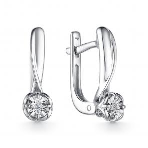 Серебряные серьги АЛЬКОР с бриллиантом 02-1841/000Б-00 фото