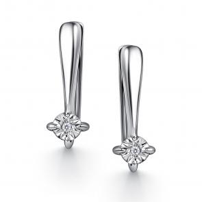 Серебряные серьги АЛЬКОР с бриллиантом 02-1845/000Б-00 фото