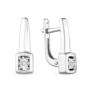 Серебряные серьги АЛЬКОР с бриллиантом 02-1918/000Б-00 фото