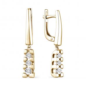 Серьги из лимонного серебра АЛЬКОР с бриллиантом 02-1920/000Б-80 фото