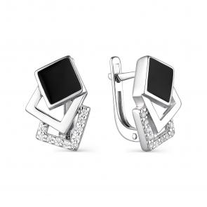 Серебряные серьги АЛЬКОР с эмалью 02-1936/0ЭМ3-00 фото