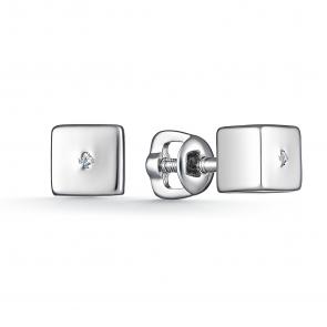 Серебряные серьги АЛЬКОР с бриллиантом 02-1946/000Б-00 фото