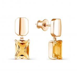 Серебряные серьги АЛЬКОР с цитрином 02-1989/00ЦТ-06 фото