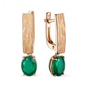 Серьги из золочёного серебра АЛЬКОР с агатом 02-2084/00АГ-06 фото