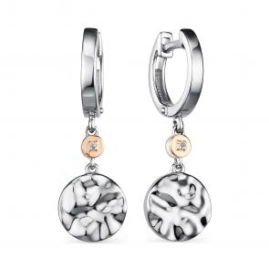 Серебряные серьги Алькор с золотой накладкой и бриллиантом 02-2102/000Б-00 фото