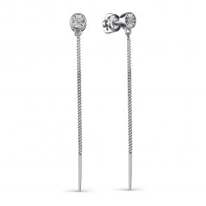 Серебряные серьги АЛЬКОР с бриллиантом 02-2136/000Б-00 фото