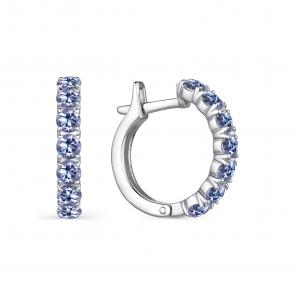 Серебряные серьги АЛЬКОР с танзанитом и ювелирным кристаллом 02-2142/0ТЗК-00 фото