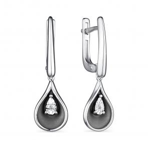 Серебряные серьги АЛЬКОР с бриллиантом 02-2168/000Б-00 фото