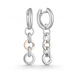 Серебряные серьги Алькор с золотой накладкой и бриллиантом 02-2234/000Б-00 фото