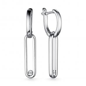 Серебряные серьги АЛЬКОР с бриллиантом 02-2376/000Б-00 фото