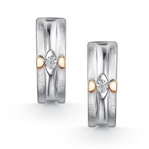 Серебряные серьги АЛЬКОР с золотой накладкой и бриллиантом 02-2428/000Б-00 фото