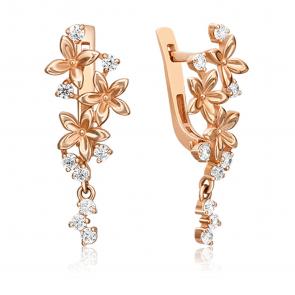 Золотые серьги Platina с фианитом 02-2568-00-401-1110-03 фото