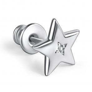 Одиночная серьга из серебра АЛЬКОР с фианитом 02-2589/00КЦ-00 фото