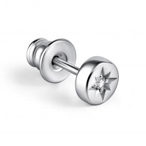 Одиночная серьга из серебра АЛЬКОР с фианитом 02-2620/00КЦ-00 фото