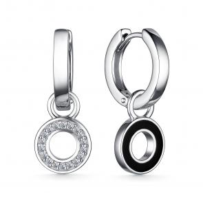 Серебряные серьги АЛЬКОР с фианитом и эмалью 02-2682/0ЭМ3-00 фото