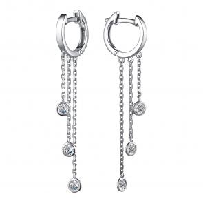 Серебряные серьги АЛЬКОР с фианитом 02-2809/00СВ-00 фото