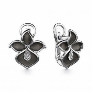 Серебряные серьги АЛЬКОР с бриллиантом 02-2882/000Б-17 фото