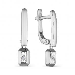 Серебряные серьги АЛЬКОР с бриллиантом 02-2926/000Б-00 фото