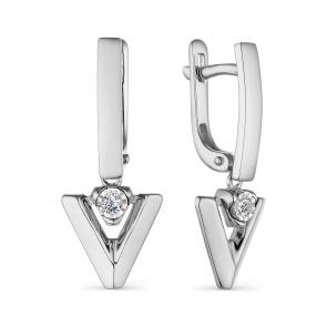 Серебряные серьги АЛЬКОР с бриллиантом 02-2927/000Б-00 фото