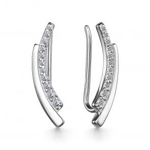 Серебряные серьги АЛЬКОР с фианитом 02-2943/00КЦ-00 фото