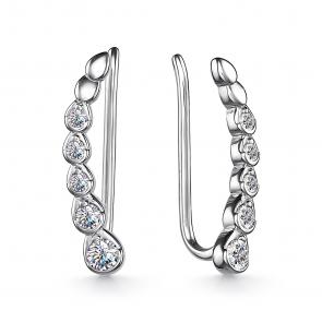 Серебряные серьги АЛЬКОР с фианитом 02-2945/00КЦ-00 фото