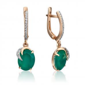 Золотые серьги Platina с фианитом и халцедоном 02-2952-00-275-1110-47 фото