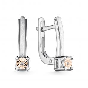 Серебряные серьги Алькор с золотой накладкой и бриллиантом 02-3011/000Б-00 фото