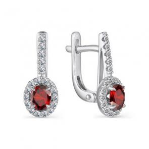 Серебряные серьги АЛЬКОР с фианитом и гранатом 02-3026/00ГР-00 фото
