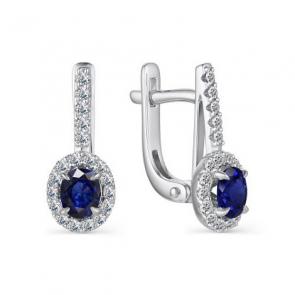 Серебряные серьги АЛЬКОР с фианитом и гидротермальным сапфиром 02-3026/0ГТС-00 фото