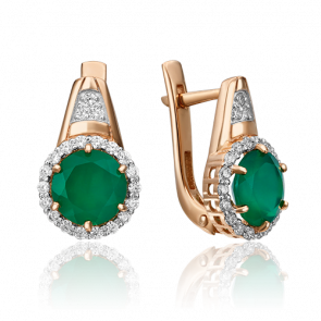 Золотые серьги Platina с фианитом и халцедоном 02-3027-00-275-1110-47 фото