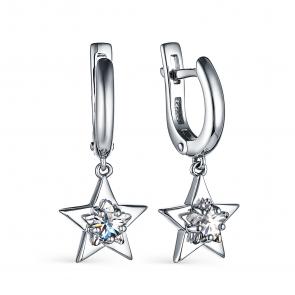 Серебряные серьги АЛЬКОР с фианитом 02-3037/00КЦ-00 фото