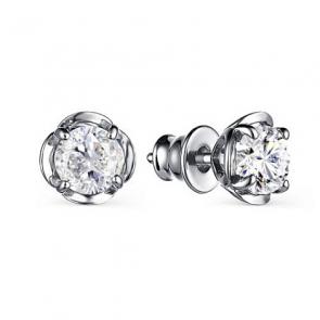 Серебряные серьги АЛЬКОР с горным хрусталём 02-3130/00ГХ-00 фото