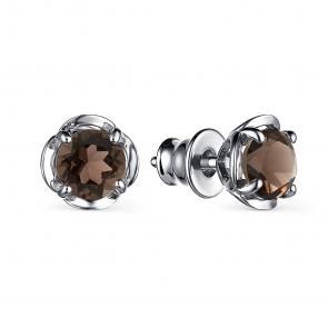 Серебряные серьги АЛЬКОР с раухтопазом 02-3130/00РТ-00 фото