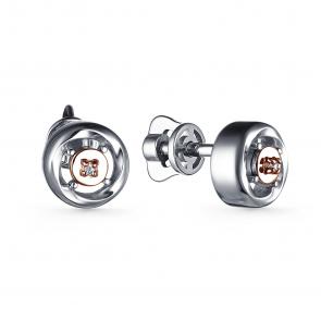 Серебряные серьги Алькор с золотой накладкой и бриллиантом 02-3141/000Б-00 фото