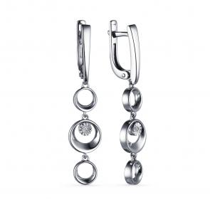 Серебряные серьги АЛЬКОР с бриллиантом 02-3163/000Б-00 фото