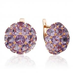 Золотые серьги Platina с аметистом 02-3188-00-203-1110-46 фото