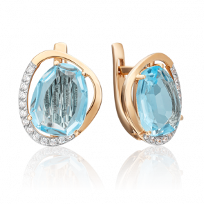Золотые серьги Platina с топазом и фианитом 02-3190-00-207-1110-46 фото